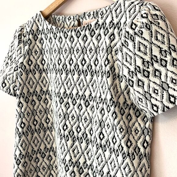 Philosophy Ikat Print Textured Puff Short Sleeve Top Small Geometric Boho Spring - Picture 3 of 8